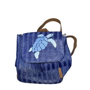 NWT Vera Bradley Woven Regatta Turtle Mini Backpack